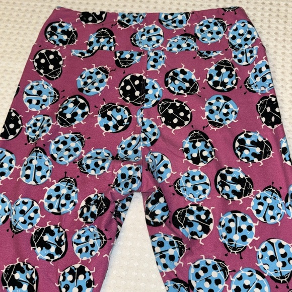 LuLaRoe OS One Size LADYBUG Leggings Pink Lilac Blue Black White - Picture 10 of 13